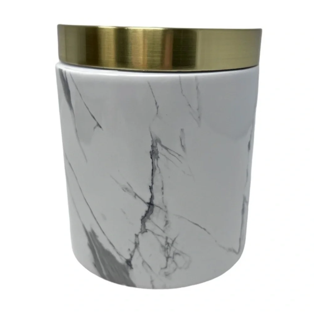 DKNY Mixed Media Marble Gold Covered Jar | Like New